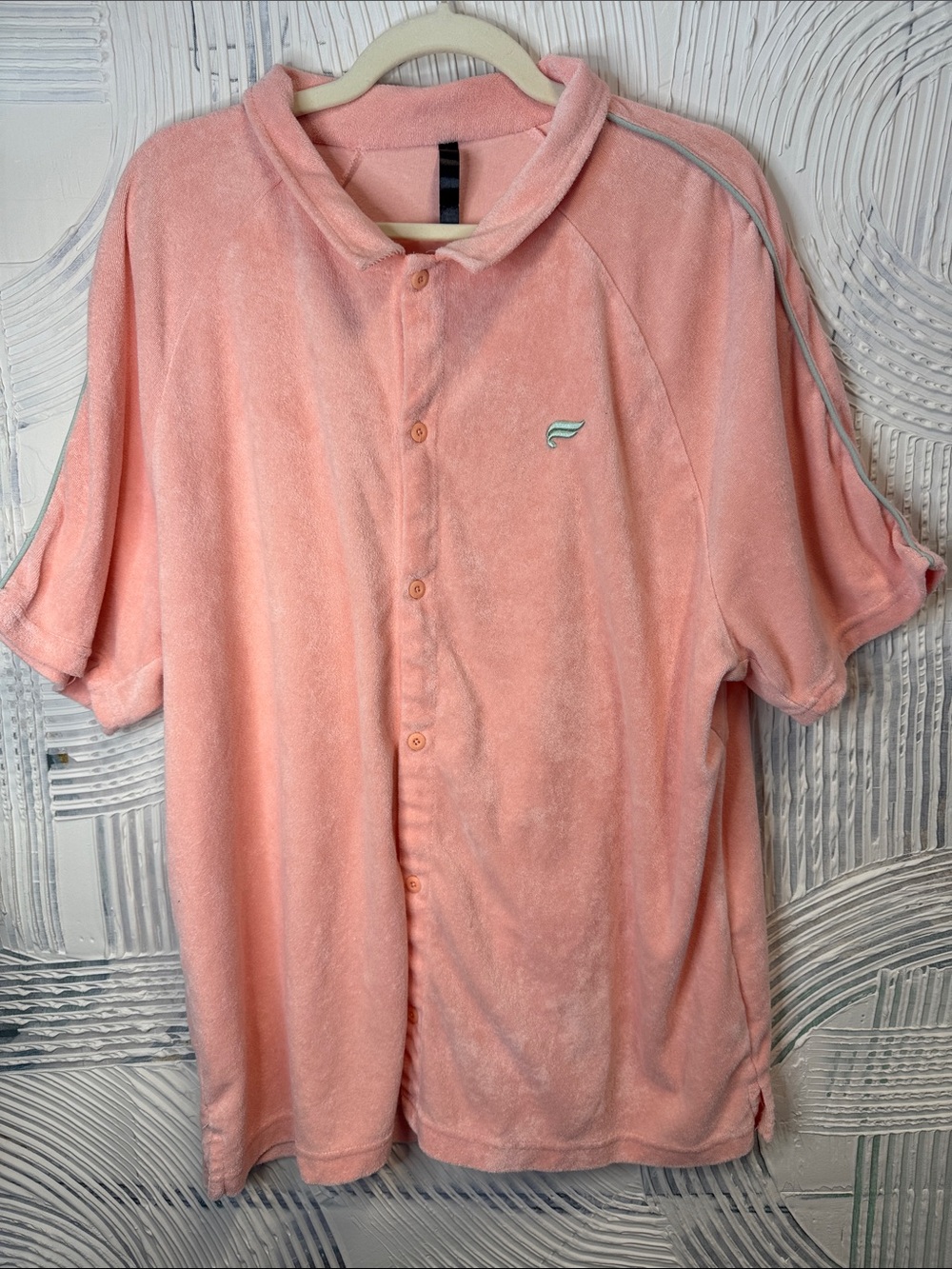 Fabletics Coral Pink Terry Cloth Button-Down Shirt N0782
